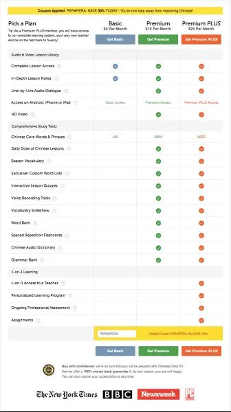 ChineseClass101-Review-pricing