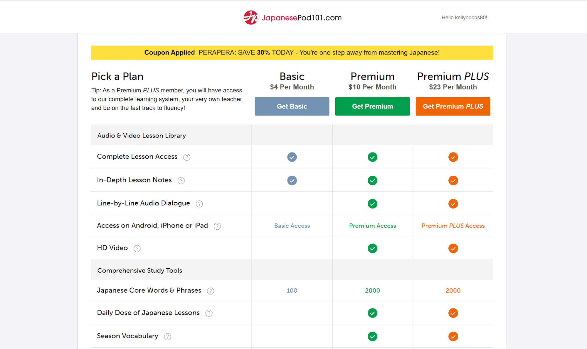 japanesepod101 choose subscription level1